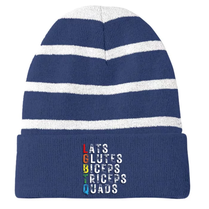 Lats Glutes Biceps Triceps Quads Lgbtq Striped Beanie with Solid Band