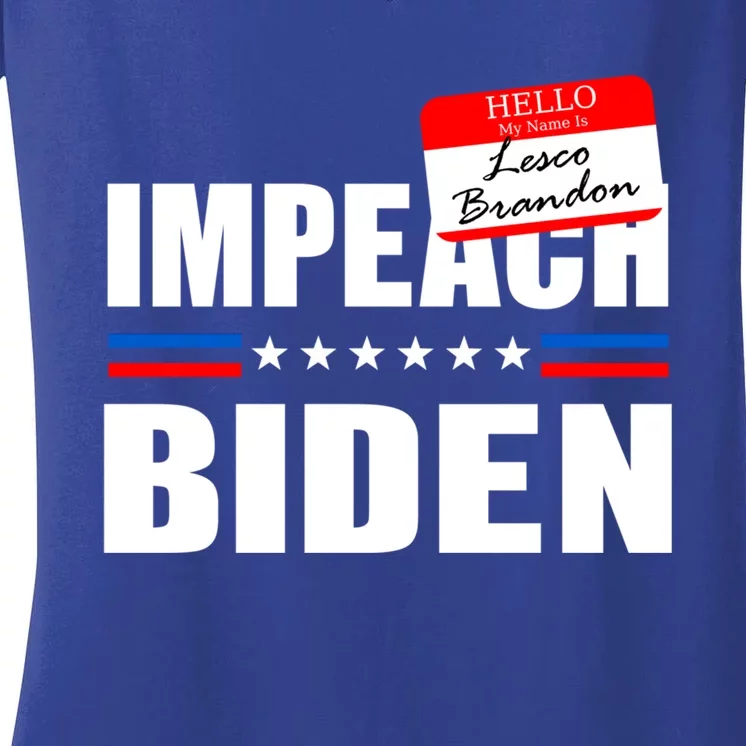 LetS Go Brandon Anti Joe Biden Chant Usa Impeach Joe Biden Great Gift Women's V-Neck T-Shirt