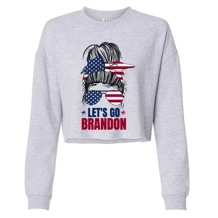 LetS Go Brandon Messy Gift Cropped Pullover Crew