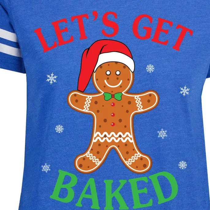 Let's Get Baked Gingerbread Christmas Cookie Baking Team Gift Enza Ladies Jersey Football T-Shirt