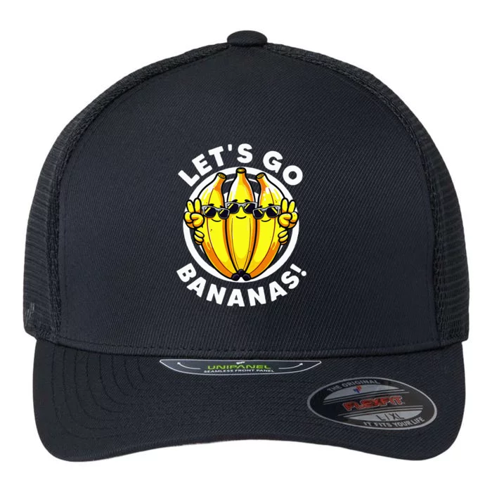 Lets Go Bananas Cute Yellow Banana Lover Flexfit Unipanel Trucker Cap