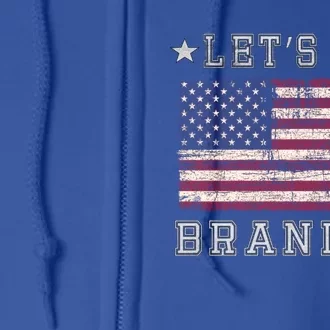 LetS Go Brandon Biden Chant Grunge Distressed American Flag Cute Gift Full Zip Hoodie