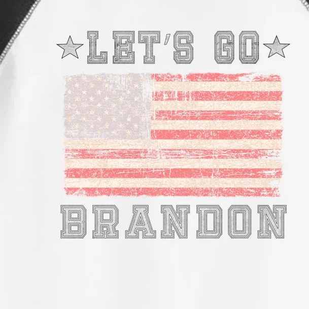 LetS Go Brandon Biden Chant Grunge Distressed American Flag Cute Gift Toddler Fine Jersey T-Shirt