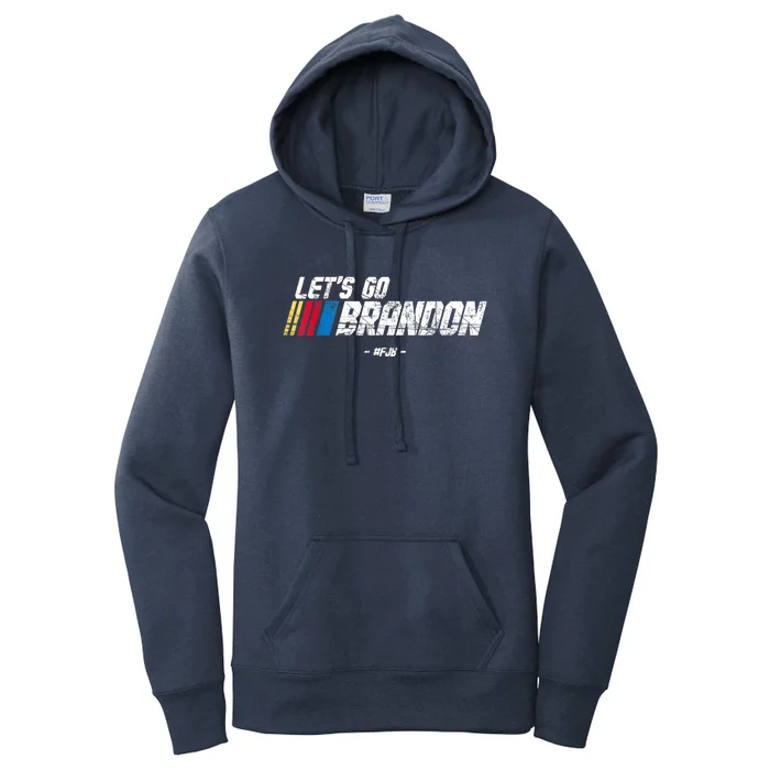 Let's Go Brandon Race Car Grunge Distressed Funny Gift Idea Women's Pullover Hoodie