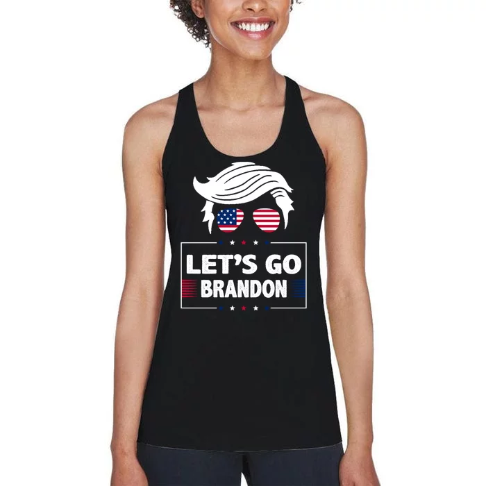 Let's Go Brandon USA Hipster Republican FJB Anti Biden Chant Women's Racerback Tank