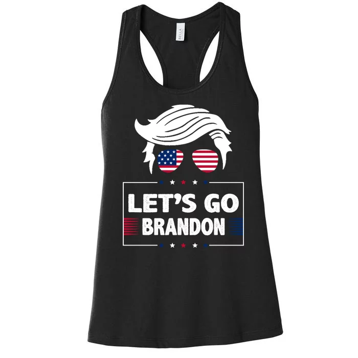 Let's Go Brandon USA Hipster Republican FJB Anti Biden Chant Women's Racerback Tank