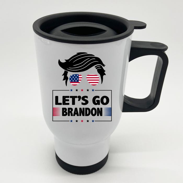 Let's Go Brandon USA Hipster Republican FJB Anti Biden Chant Front & Back Stainless Steel Travel Mug