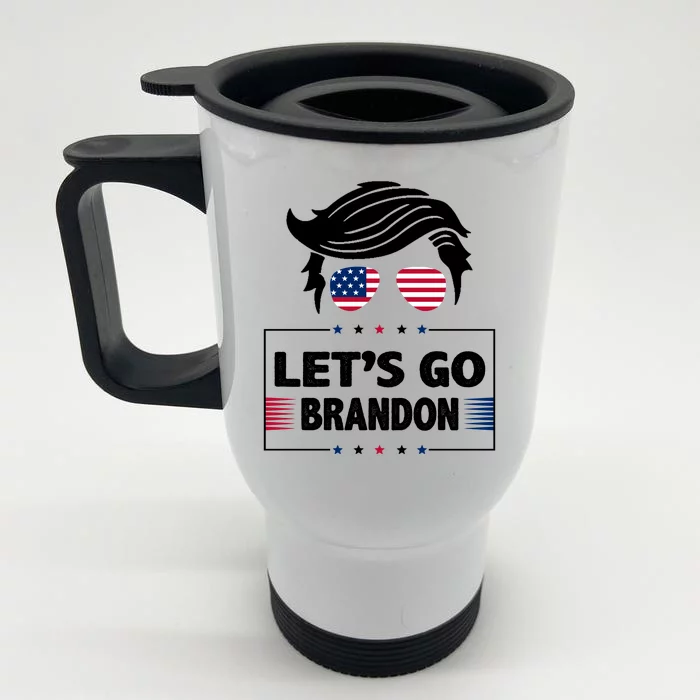 Let's Go Brandon USA Hipster Republican FJB Anti Biden Chant Front & Back Stainless Steel Travel Mug