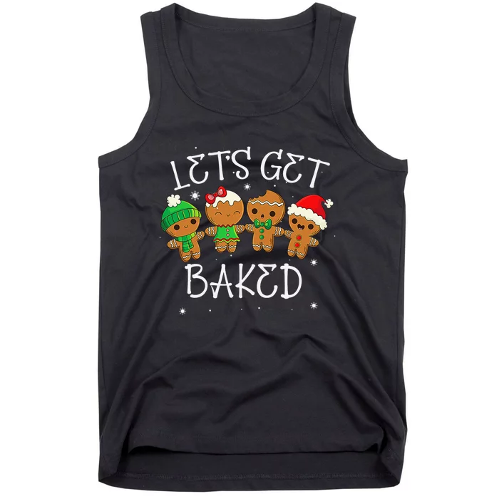 Lets Get Baked Cute Christmas Cookie Weed Funny Xmas Tank Top