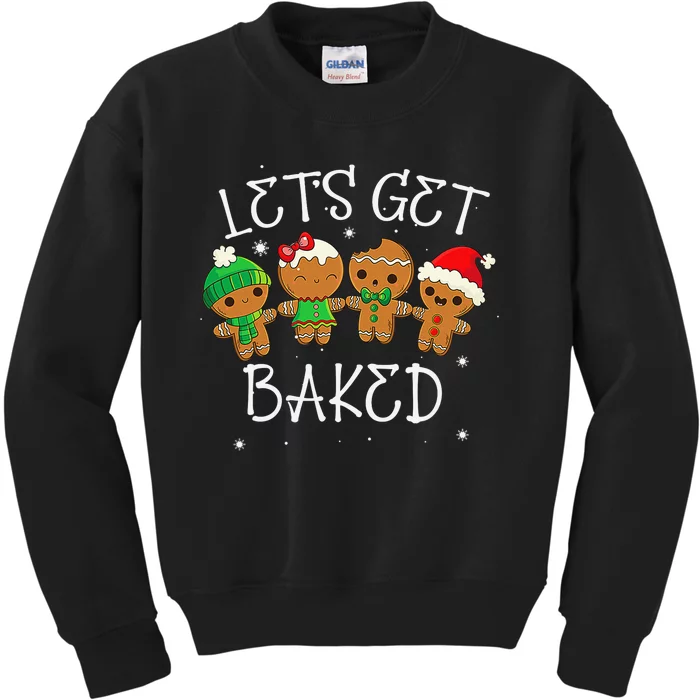 Lets Get Baked Cute Christmas Cookie Weed Funny Xmas Kids Sweatshirt