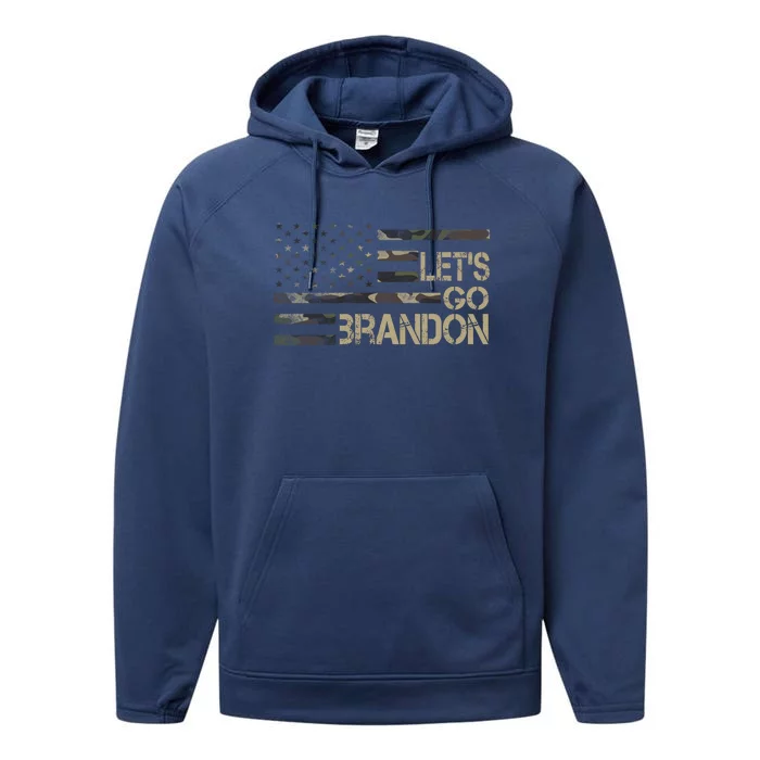 Let's Go Brandon Military Camo FJB Biden Chant Flag Performance Fleece Hoodie