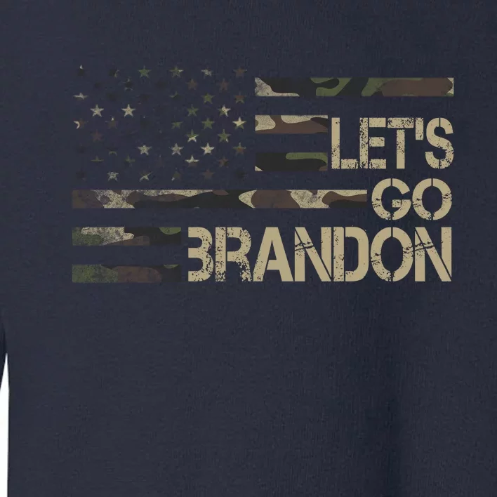 Let's Go Brandon Military Camo FJB Biden Chant Flag Toddler Sweatshirt