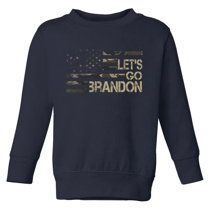 Let's Go Brandon Military Camo FJB Biden Chant Flag Toddler Sweatshirt