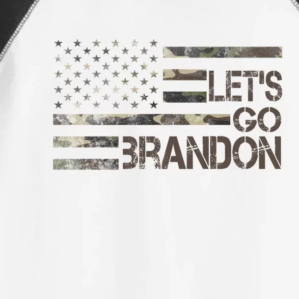 Let's Go Brandon Military Camo FJB Biden Chant Flag Toddler Fine Jersey T-Shirt