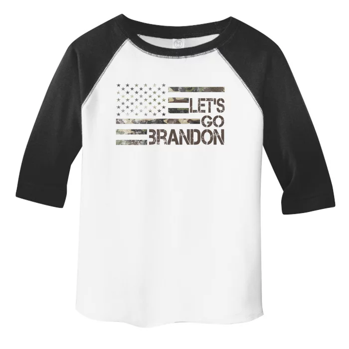 Let's Go Brandon Military Camo FJB Biden Chant Flag Toddler Fine Jersey T-Shirt