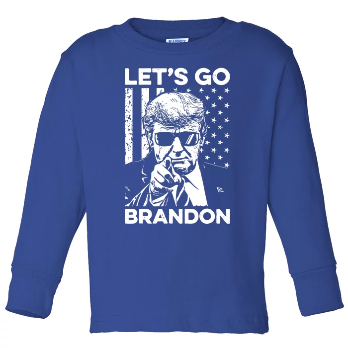 Lets Go Brandon Conservative Usa Flag Funny Donal Trump Toddler Long Sleeve Shirt