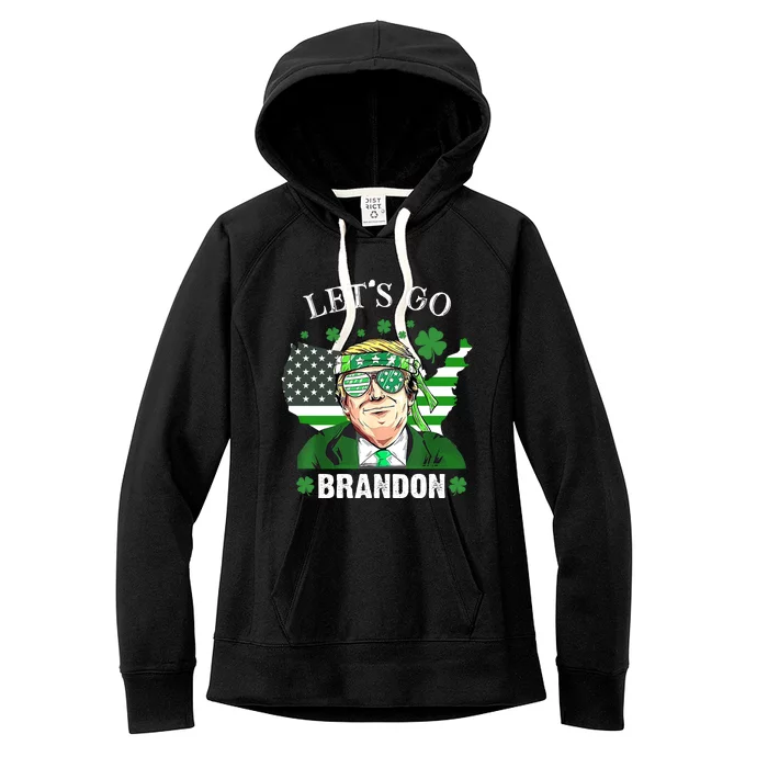 Let's Go Brandon St Patrick's Day Trump Funny Political Women's Fleece Hoodie