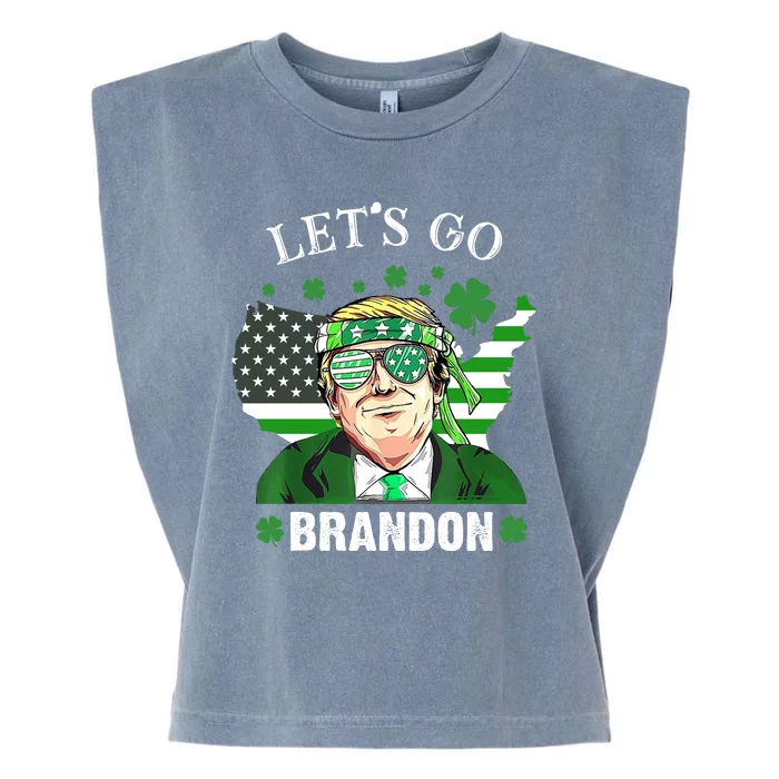 Let's Go Brandon St Patrick's Day Trump Funny Political Garment-Dyed Women's Muscle Tee