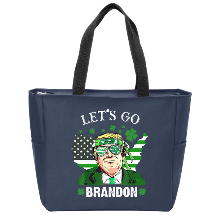 Let's Go Brandon St Patrick's Day Trump Funny Political Zip Tote Bag