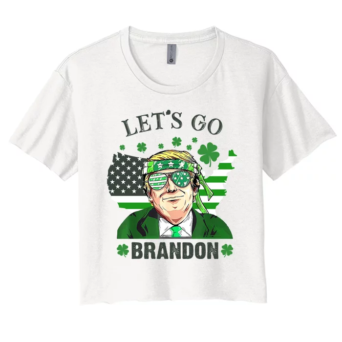 Let's Go Brandon St Patrick's Day Trump Funny Political Women's Crop Top Tee