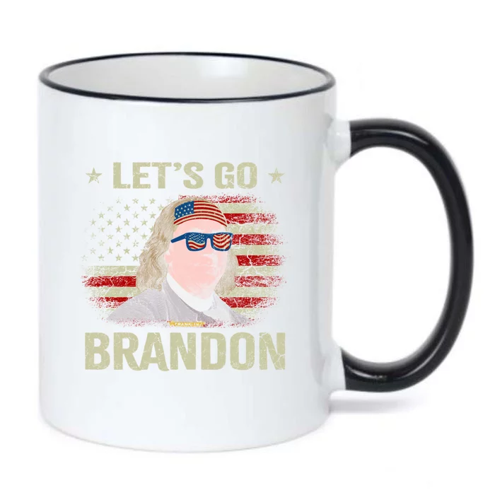 Lets Go Brandon Ben Drankin Benjamin Franklin Usa Flag Gift Black Color Changing Mug