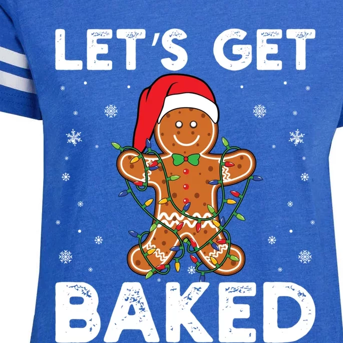 LetS Get Baked Gingerbread Christmas Cookie Baking Crew Gift Enza Ladies Jersey Football T-Shirt