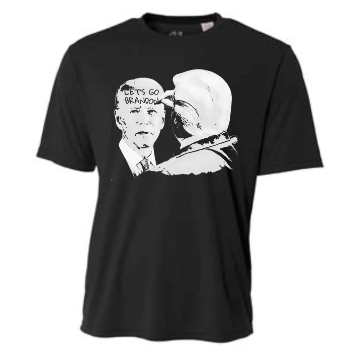 LetS Go Brandon Trump Writes On BidenS Forehead Cooling Performance Crew T-Shirt