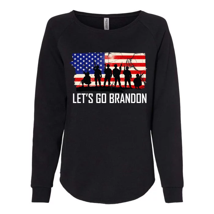 Let's Go Brandon Military Troops American Flag Womens California Wash Sweatshirt