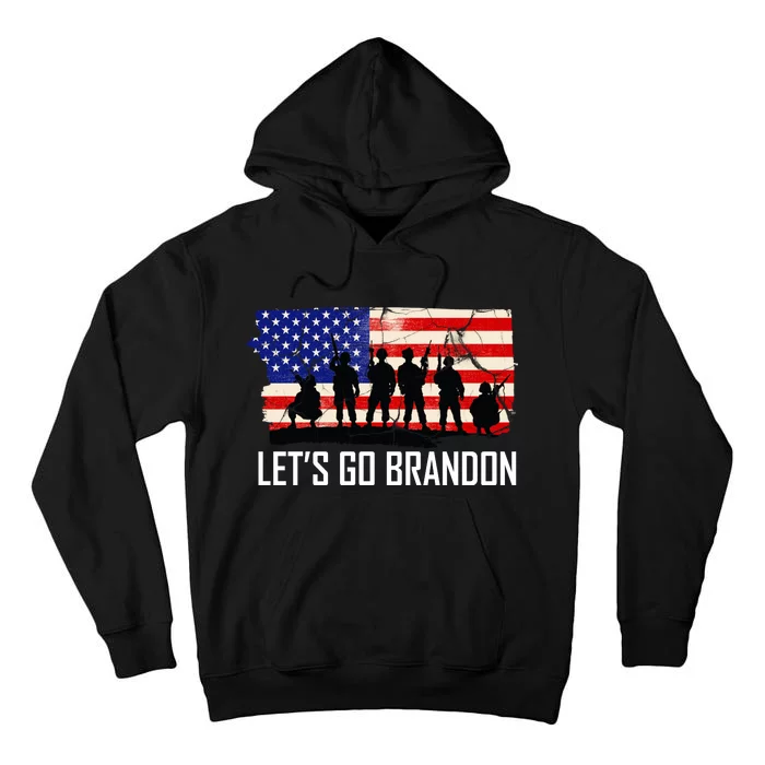 Let's Go Brandon Military Troops American Flag Tall Hoodie