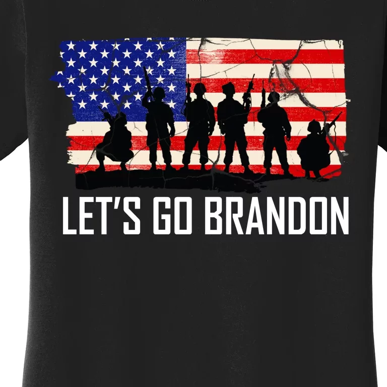 Let's Go Brandon Military Troops American Flag Women's T-Shirt