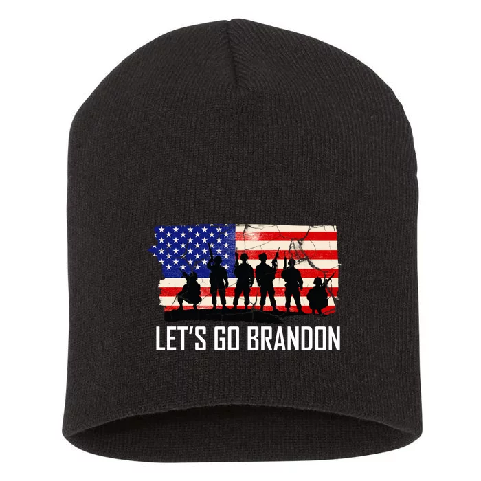 Let's Go Brandon Military Troops American Flag Short Acrylic Beanie