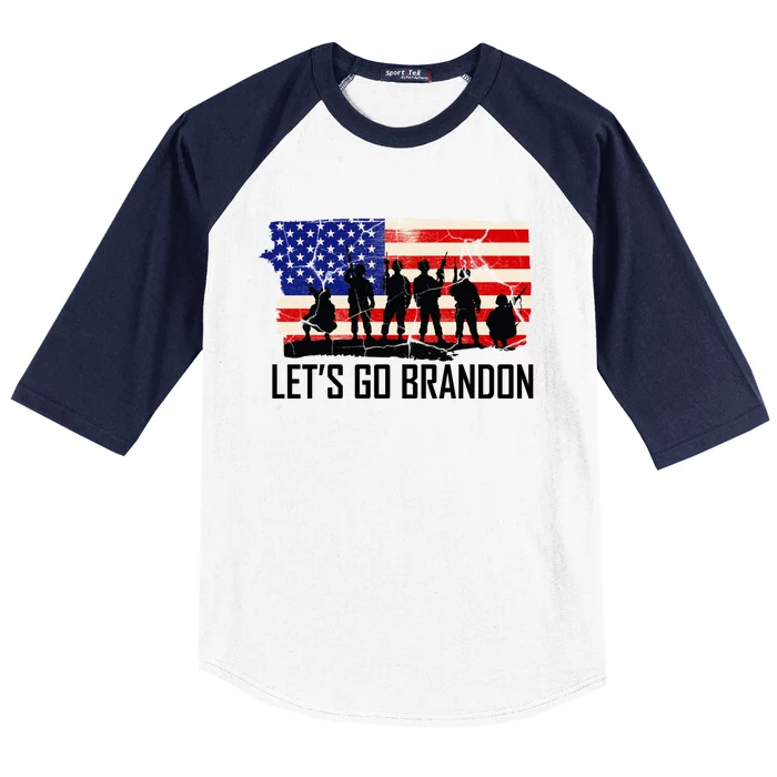 Let's Go Brandon Military Troops American Flag Baseball Sleeve Shirt