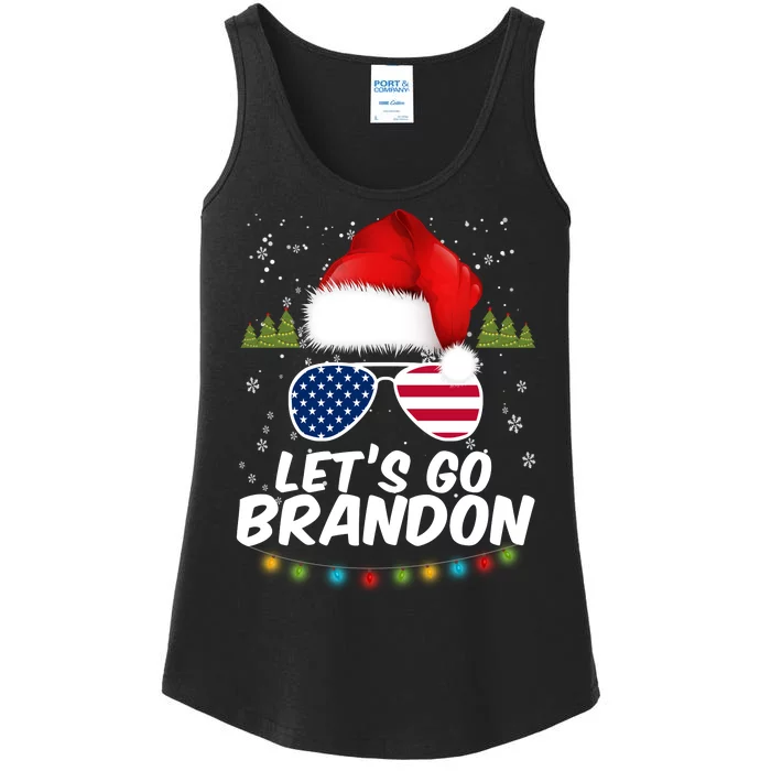 Let's Go Brandon Santa Claus USA Christmas Shades Ladies Essential Tank