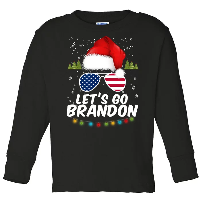 Let's Go Brandon Santa Claus USA Christmas Shades Toddler Long Sleeve Shirt