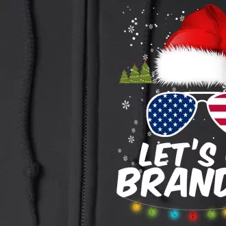 Let's Go Brandon Santa Claus USA Christmas Shades Full Zip Hoodie