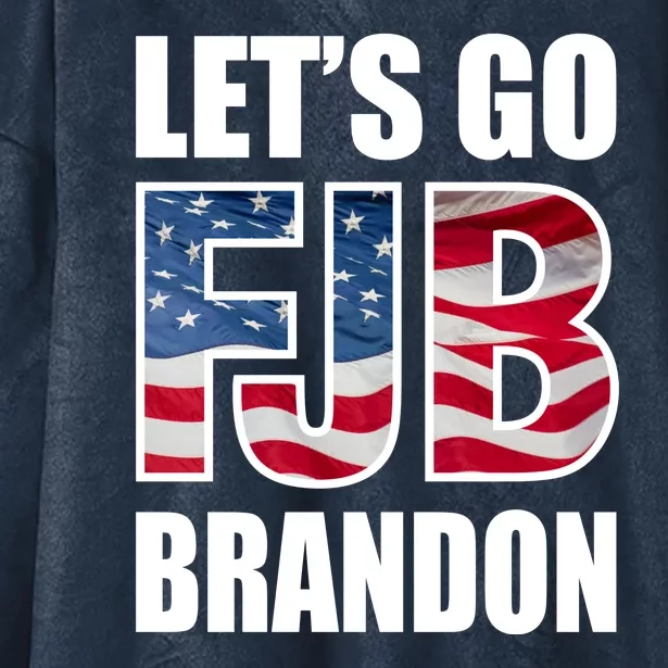 Let's Go Brandon FJB Flag Image Kitchenware Front & Back Hooded Wearable Blanket