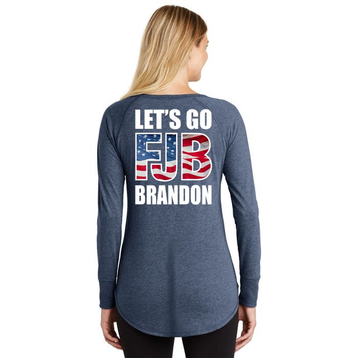 Let's Go Brandon FJB Flag Image Kitchenware Front & Back Women's Perfect Tri Tunic Long Sleeve Shirt