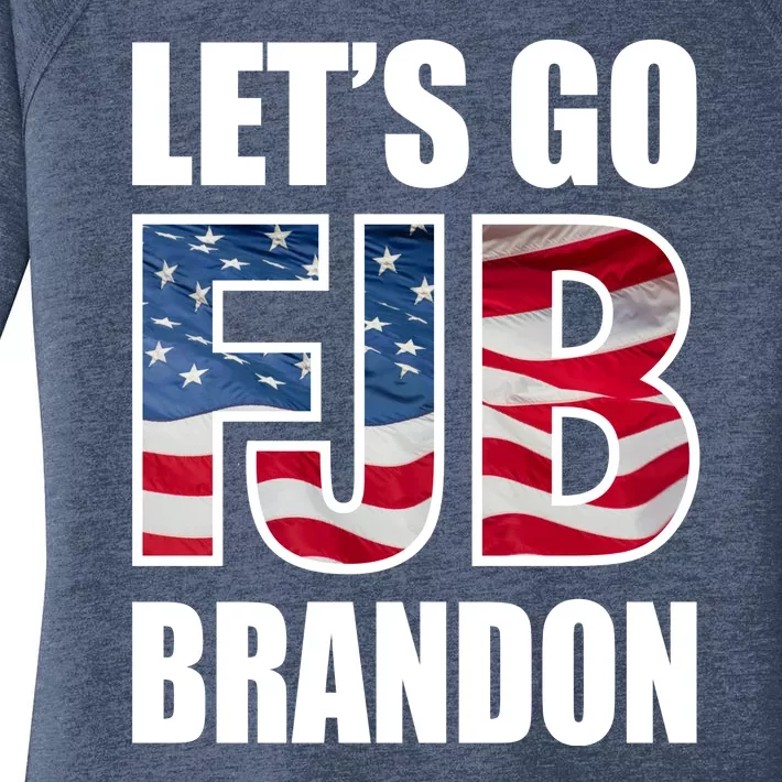 Let's Go Brandon FJB Flag Image Kitchenware Front & Back Women's Perfect Tri Tunic Long Sleeve Shirt