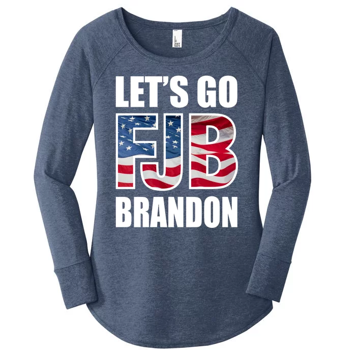 Let's Go Brandon FJB Flag Image Kitchenware Front & Back Women's Perfect Tri Tunic Long Sleeve Shirt