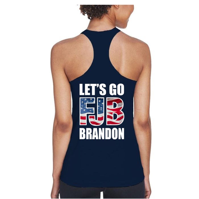 Let's Go Brandon FJB Flag Image Kitchenware Front & Back Women's Racerback Tank