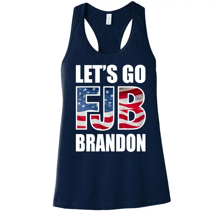 Let's Go Brandon FJB Flag Image Kitchenware Front & Back Women's Racerback Tank