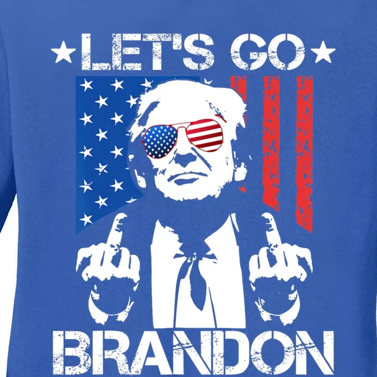 LetS Go Brandon Pro Trump 2024 Flag Anti Joe Biden Gift Ladies Long Sleeve Shirt