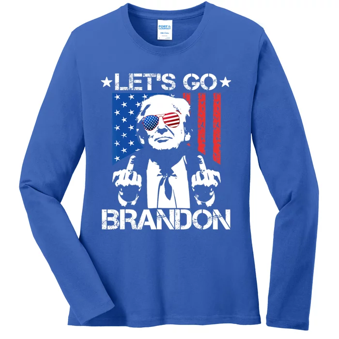 LetS Go Brandon Pro Trump 2024 Flag Anti Joe Biden Gift Ladies Long Sleeve Shirt