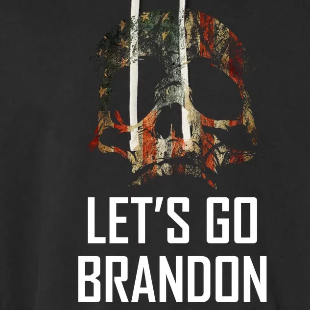 Let's Go Brandon American Grunge Skull Garment-Dyed Fleece Hoodie