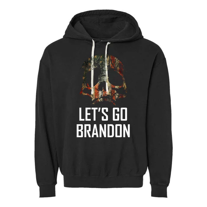 Let's Go Brandon American Grunge Skull Garment-Dyed Fleece Hoodie