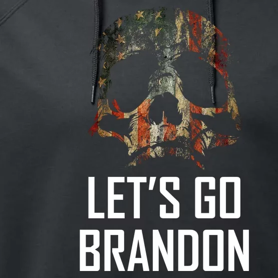 Let's Go Brandon American Grunge Skull Performance Fleece Hoodie