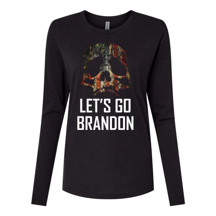 Let's Go Brandon American Grunge Skull Womens Cotton Relaxed Long Sleeve T-Shirt