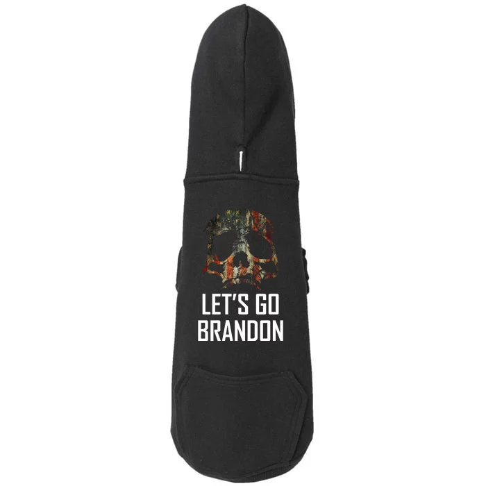 Let's Go Brandon American Grunge Skull Doggie 3-End Fleece Hoodie