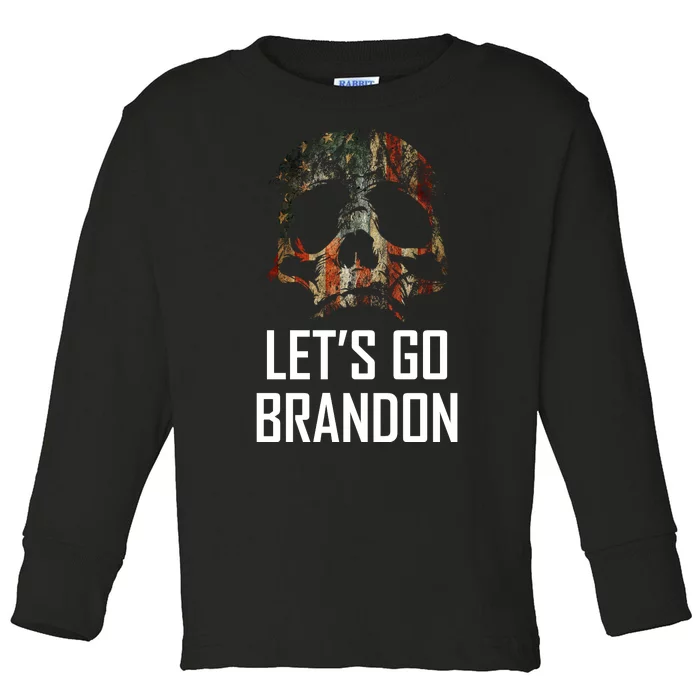 Let's Go Brandon American Grunge Skull Toddler Long Sleeve Shirt