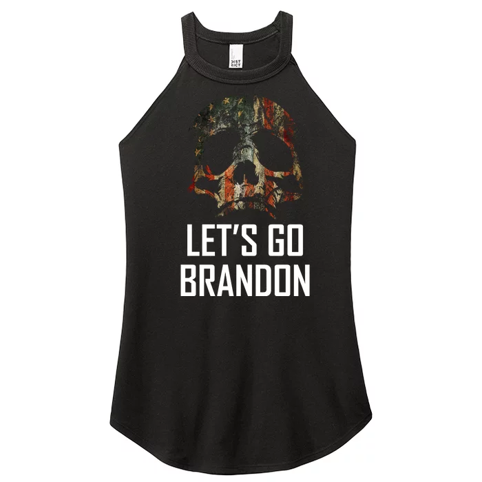 Let's Go Brandon American Grunge Skull Women’s Perfect Tri Rocker Tank